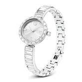 Matrix Bangle watch, Swiss Made, Crystal bracelet, White, Stainless steel